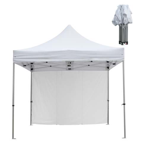 Chioscuri - GAZEBO HEAVY DUTY WITH SIDEWALL SHADE CRESSEN HM21097 FOLDABLE-ALUMINUM SILVER FRAME-WHITE 3x3x3,4Hm