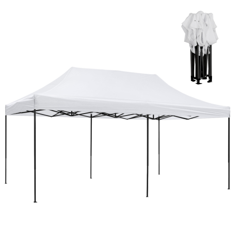 Chioscuri - GAZEBO MATTHEW HM6312 FOLDABLE-METAL BLACK FRAME-WHITE SHADE 300x600x310Hcm