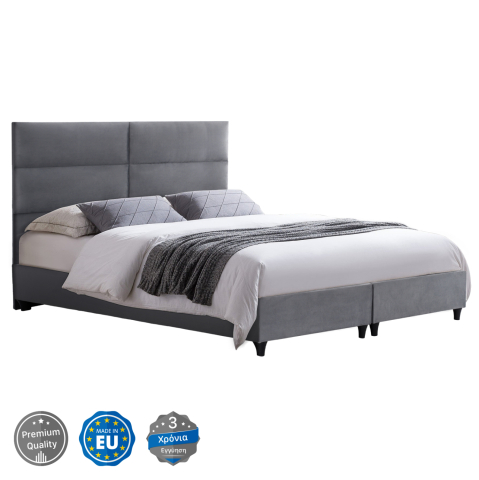 Paturi - GRAY VELVET BED MILO HM628.10 FOR MATTRESS 180x200 cm.