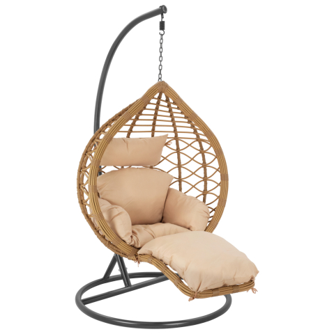Leagane - Cuiburi - Hanging Armchair Nest Dark Grey - Beige with pillow HM5755.01 105''x195cm