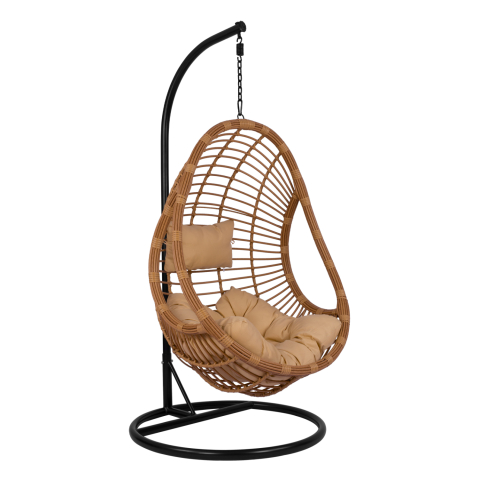 Leagane - Cuiburi - Hanging Armchair Nest HM5541.01 with wicker and pillows beige Diameter95x195cm