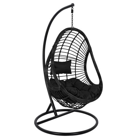 Leagane - Cuiburi - Hanging Armchair Nest HM5541.02 with black wicker and Pillows Diameter105x195cm