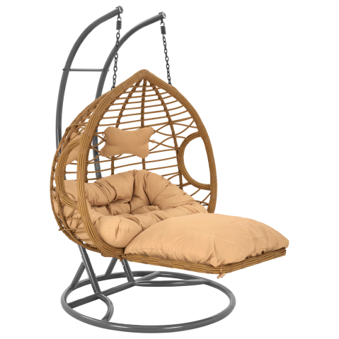 Leagane - Cuiburi - Hanging Double armchair nest Grey-Beige with pillow HM5754.01 120'x200 cm