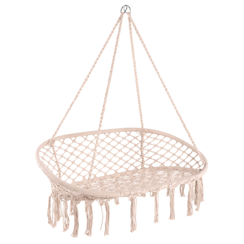 Leagane - Cuiburi - HANGING NEST HM5769 2-SEATER MACRAME ROPE IN BEIGE COLOR 130x67x120-140Hcm.