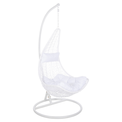 Leagane - Cuiburi - HANGING NEST MILLIE HM5996.03 METAL-SYNTHETIC RATTAN and CUSHIONS IN WHITE Φ95x195Hcm.
