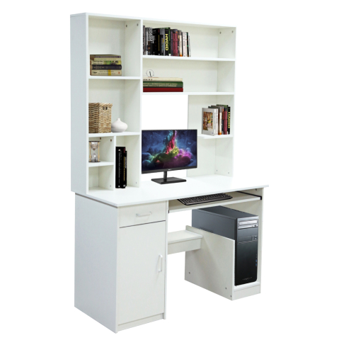 Birouri - HM2032.03 desk "STATUS" with bookcase-shelves, white, 120x55x182