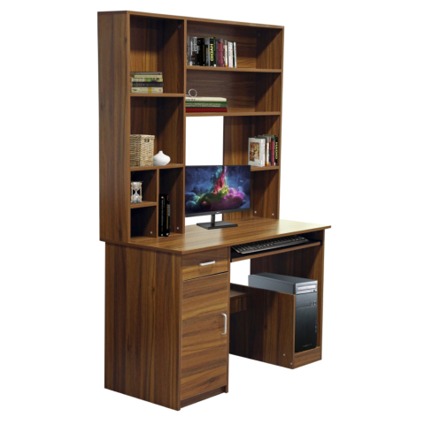 Birouri - HM2032.04 desk STATUS with bookcase-shelves, walnut,120x55x182