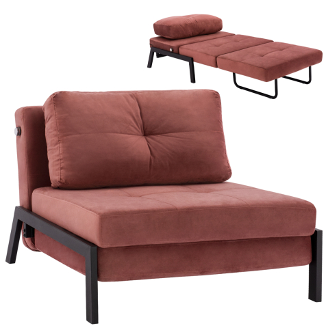 Interior - HM3078.12 ARMCHAIR/BED CONSTANCE, DUSTY PINK VELVET 95x92x66Y cm.