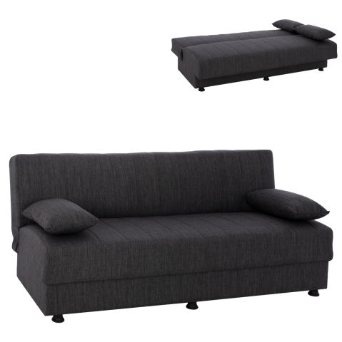 Interior - Hm3239.03 ANDRI three-seater sofa-bed, gray fabric, short legs, without arms