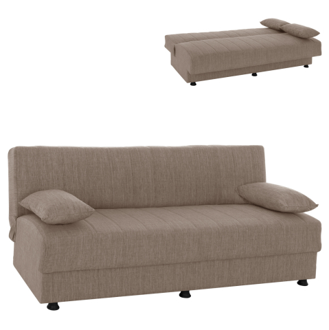 Interior - Hm3239.04 ANDRI three-seater sofa-bed, beige fabric, short legs, without arms