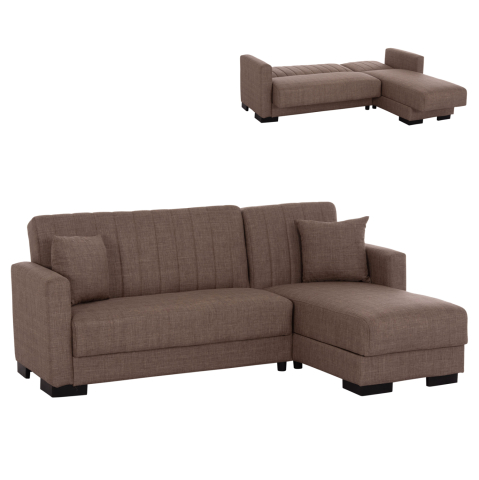 Interior - HM3244.02, corner sofa-bed, reversible, brown, 202x140x78H