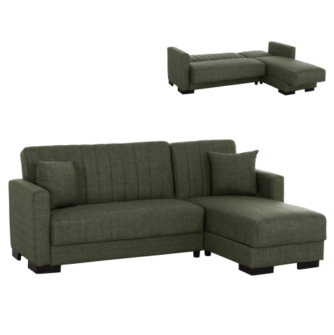 Interior - HM3244.05, corner sofa-bed, dark olive, reversible, 202x140x78cm