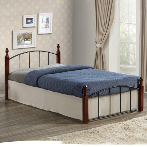 Paturi - HM381 Bed MAKAI, Metallic-RUBBERWOOD, 90x190, Walnut