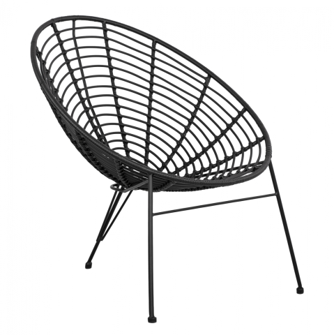 Scaune - Fotolii - HM5458.02 Armchair Allegra, nest type metallic, wicker in black color 73x83x86 cm