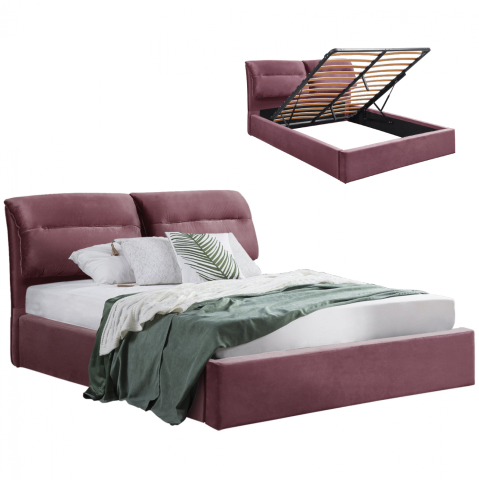 Paturi - HM565.02 Kendra, Velvet DUSTY PINK, Storage Space 160x200cm