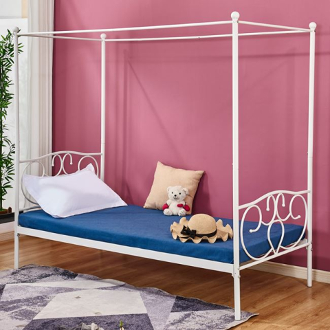 Paturi - HM572.02 JACLYN, Metal bed with canopy, 90x190cm, white