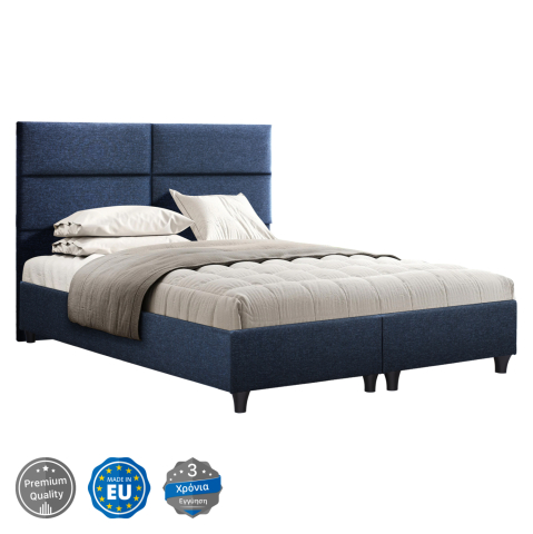 Paturi - Hm616.08 bed, blue fabric, for mattress 160x200, headboard, with 2 underlays instead of bed boards