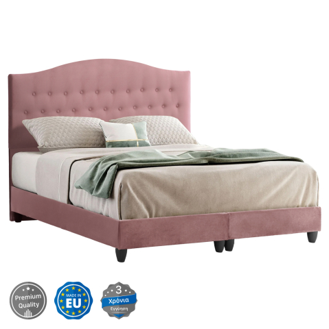 Paturi - HM638.12 MALENA bed, dusty pink velvet, 150x200cm