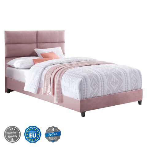 Paturi - HM646.12 bed MILO, Dusty Pink velvet, 120x200