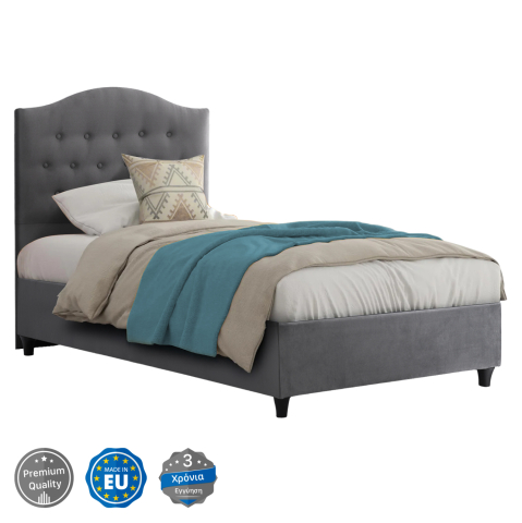 Paturi - HM651.10 BED MALENA, GREY VELVET, 90x200