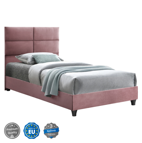 Paturi - HM652.12 bed MILO, dusty pink velvet, 90x200cm