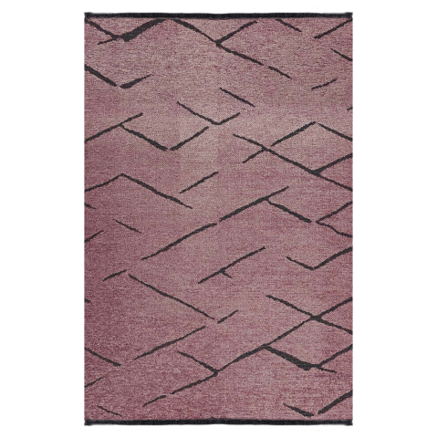 Articole de uz casnic - HM7674.06 160Χ230cm, dusty pink-black carpet with self-fringes