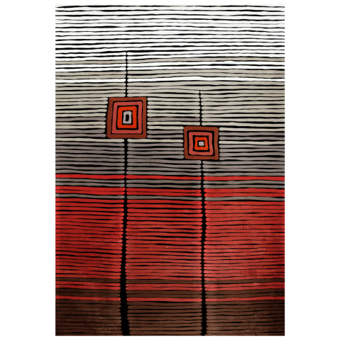 Covoare de zona - HM7675.26 160X230cm, JOSIANE carpet with fringes, red-black-grey