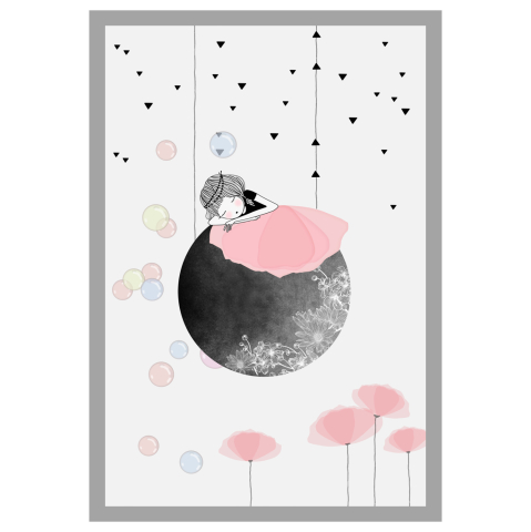 Covoare pentru copii - HM7678.01 80Χ150cm, children's rug, white-grey-pink, fringes
