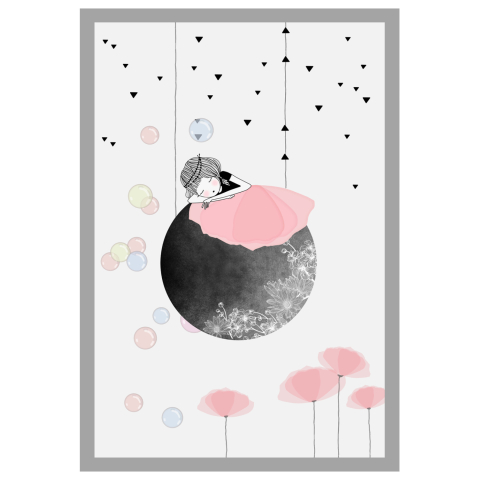 Covoare pentru copii - HM7679.01 120Χ180cm, children's rug, white-grey-pink, fringes