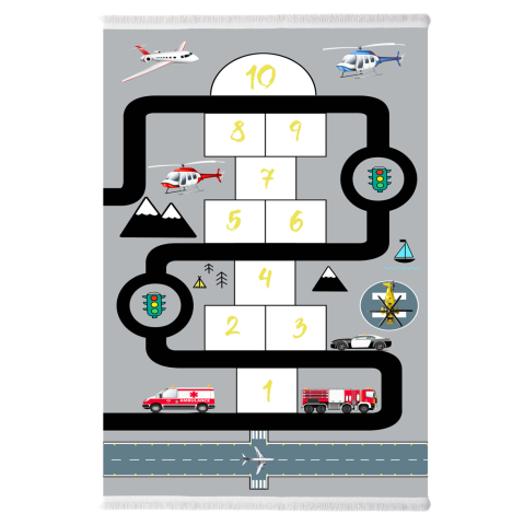 Covoare pentru copii - HM7679.10 120Χ180cm, kids carpet with hopscotch game, fringes