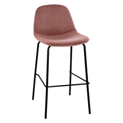 Scaune de bar - HM9298.12 bar stool, dusty pink velvet, metal legs, 47x51x96