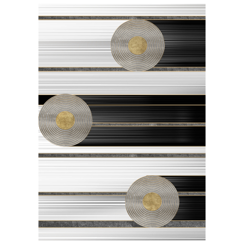 Covoare de zona - JOSIANE Carpet HM7675.24 160X230cm, white-black-gold discs