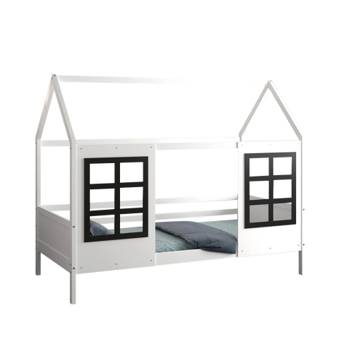 Interior - KID'S BED t.MONTESSORI DOMER HM742.01 PINE WOOD IN WHITE--MATTRESS 90x190cm.