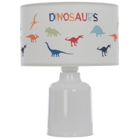 Lampi de birou - KID'S TABLE LAMP BALOO HM7577.05 FABRIC WITH DINOSAUR FIGURES ON THE CAP Φ24x32Hcm.