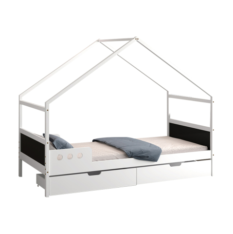 Interior - KIDS' BED WITH DRAWERS FB9741.01 t.MONTESSORI--PINE WOOD IN WHITE FOR MATTRESS 190x90cm
