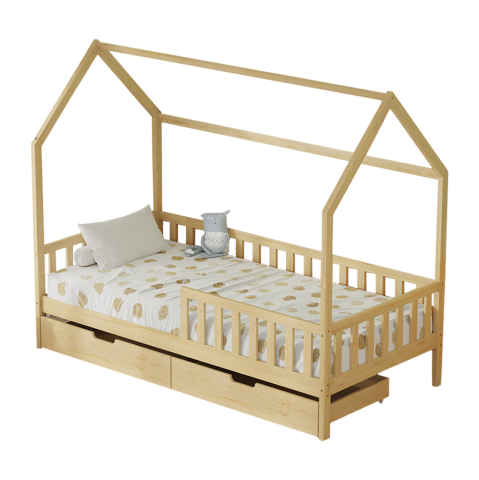 Interior - KIDS' BED WITH DRAWERS PHYLLIS HM724.01 PINE WOOD IN NATURAL 196x97x161Hcm.