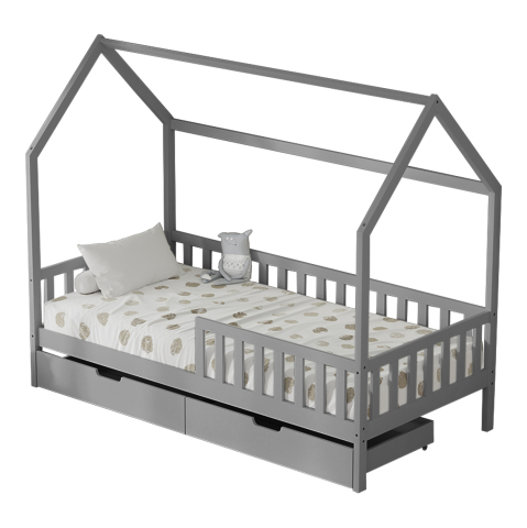 Interior - KIDS' BED WITH DRAWERS PHYLLIS HM724.05 PINE WOOD IN GREY 196x97x161Hcm.