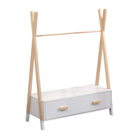 Dulapuri - KIDS' CLOTHES HANGER WITH DRAWERS PASCHAL HM2491.03 MELAMINE-PINE WOOD 80x40x130Hcm.