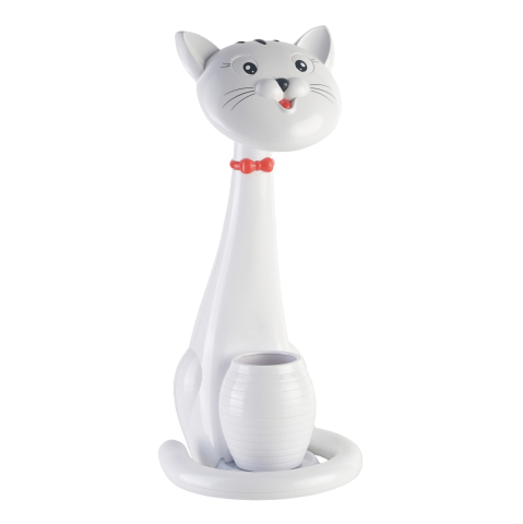 Iluminat - KIDS DESK LAMP LED BADOO CAT FIGURE HM4457.01 WHITE ABS-WITH PEN HOLDER