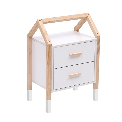Noptiere - KIDS' NIGHTSTAND PEPE HM2489.03 WHITE MELAMINE-PINE WOOD IN NATURAL COLOR 46x30x67Hcm.