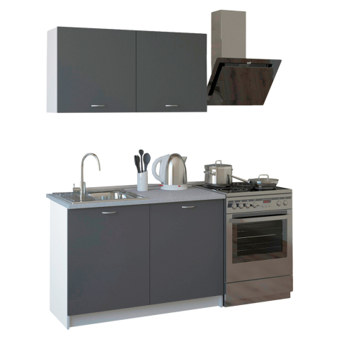 Mobilier de bucatarie - KITCHEN COMPOSITION BLAINE HM2439.10 GREY MELAMINE WITH WHITE COUNTERTOP 120x46-29,2cm.