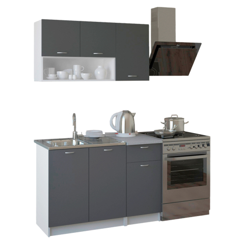 Mobilier de bucatarie - KITCHEN COMPOSITION JADIEL HM2440.10 GREY MELAMINE WITH WHITE COUNTERTOP 120x46-29,2cm.