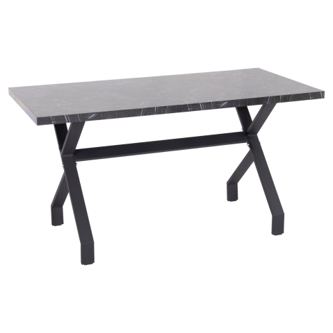 Mese - KITCHEN TABLE LANA HM18221.02 MELAMINE IN BLACK MARBLE LOOK-BLACK METAL LEGS 140x70x72.5Hcm.