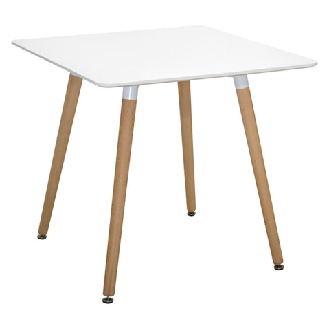 Mese - Kitchen Table Minimal HM0057.01, White MDF, legs BEECH