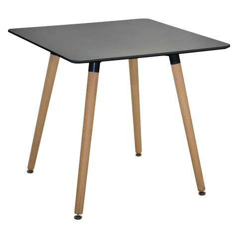 Mese - Kitchen Table Minimal HM0057.02, Black mdf, legs BEECH, 80x80x74cm