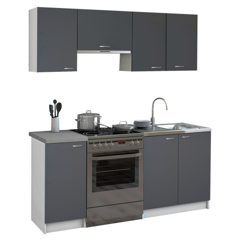 Mobilier de bucatarie - KITCHEN UNIT MAURICE ΗΜ2441.10 MELAMINE DARK GREY-WHITE 180x29,2-46cm.