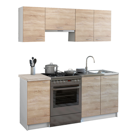 Mobilier de bucatarie - KITCHEN UNIT MELAMINE SONAMA-WHITE HM2441 180x29,2-46εκ