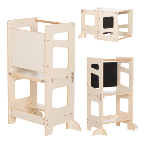 Interior - LEARNING TOWER WITH BLACKBOARD RICKI HM18344.01 PINE WOOD IN NATURAL 43x32x84Hcm