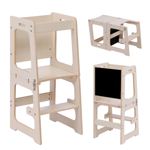 Interior - LEARNING TOWER WITH BLACKBOARD RICKI HM18345.01 PINE WOOD IN NATURAL 37x40x84Hcm