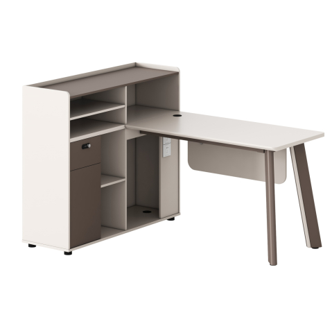 Birouri - LEFT CORNER OFFICE DESK NEWLINE HM18275L MELAMINE IN CREAM WHITE--ALUMINUM LEGS 160x120x105H